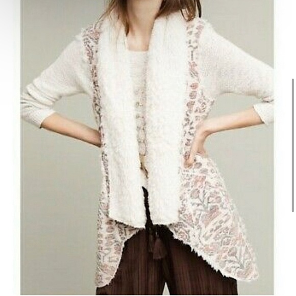 𝅺Anthropologie Hei Hei Women’s Faux Sherpa Jacquard Vest Southwestern Pattern S - Picture 1 of 10